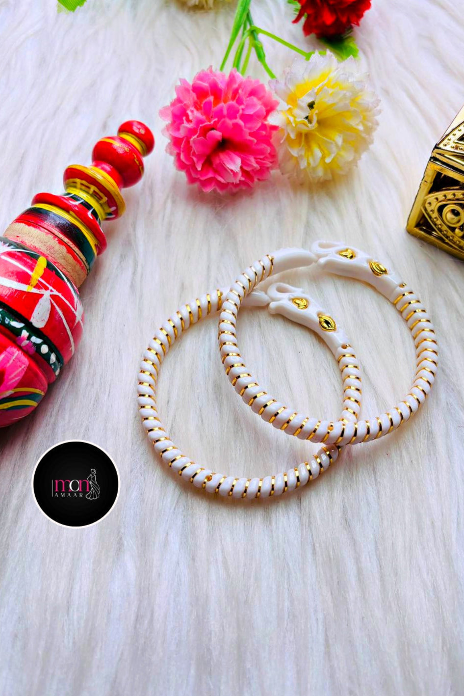 Elephant Design-Fancy Gold Plated Sankha Bandhano Pair