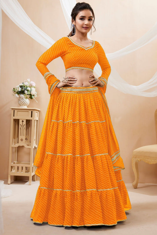 Neelapani Leheriya Georgette Lehenga