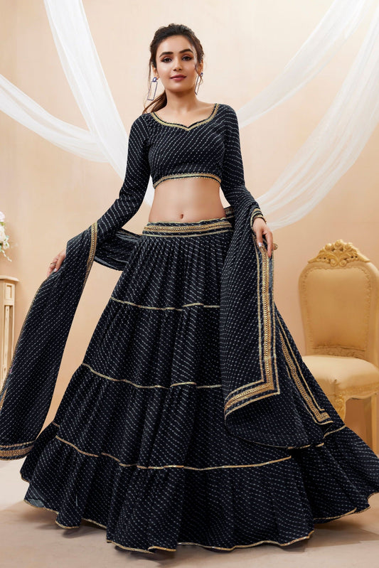 Neelapani Leheriya Georgette Lehenga