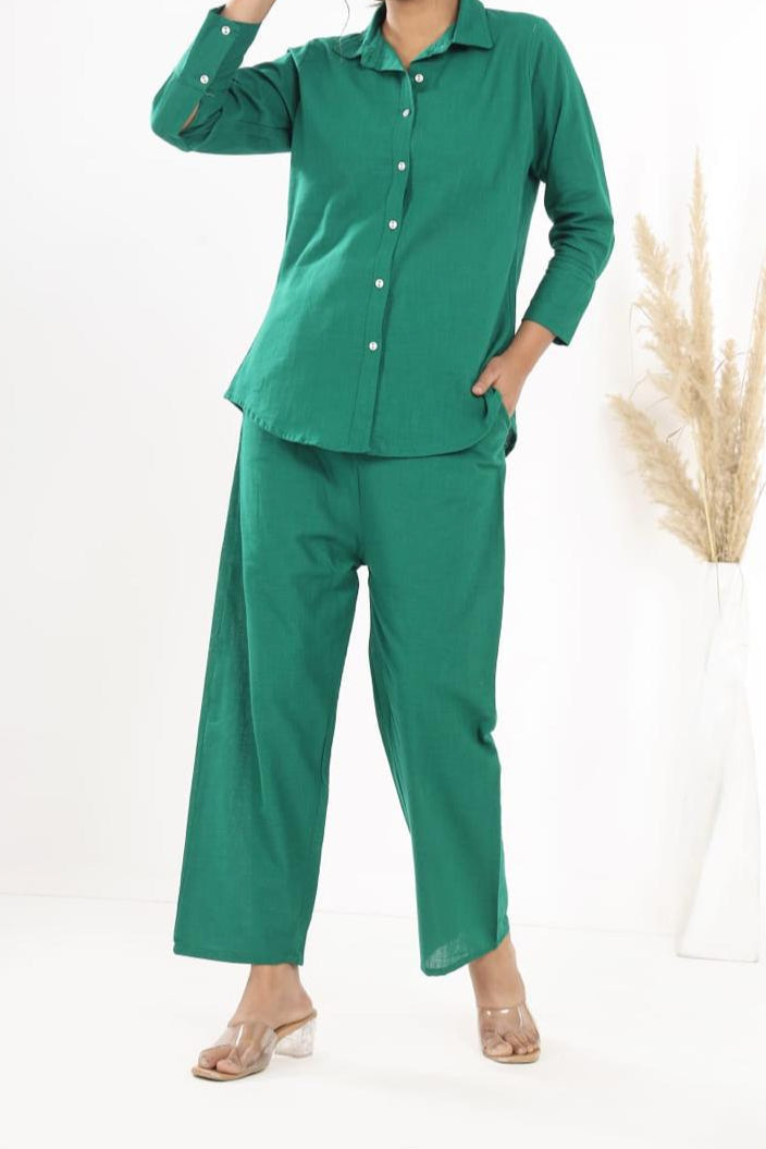 Mood Mingle Cotton Coord Set[ Top , Shirt , Pant]