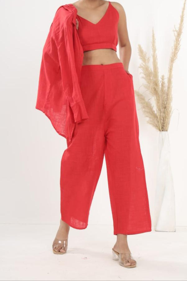 Mood Mingle Cotton Coord Set [Top , Shirt , Pant]