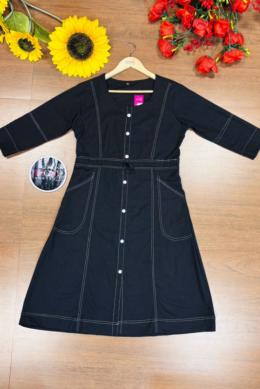 Blessed With- Cotton Dress(Black)