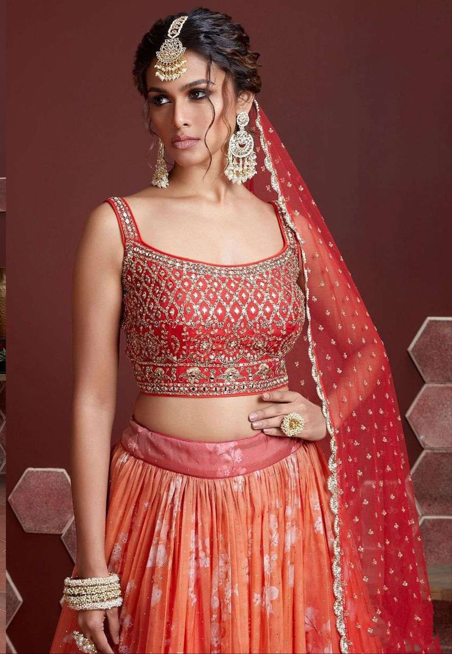Abstract Aura Organza Lehenga