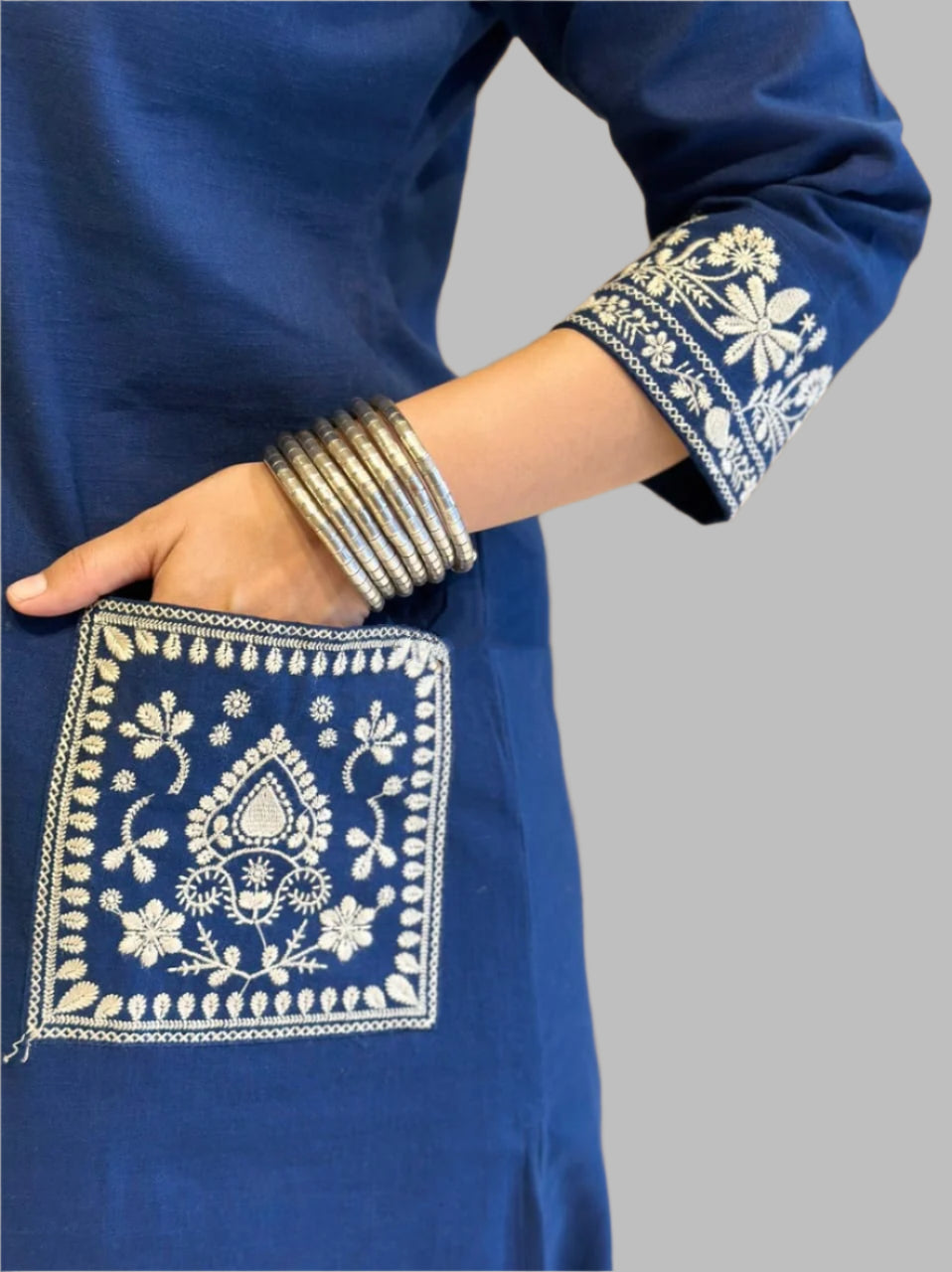 Big Fashion Blue Cotton Kurti Set