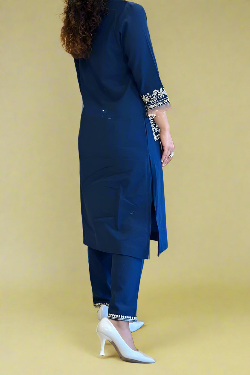 Big Fashion Blue Cotton Kurti Set