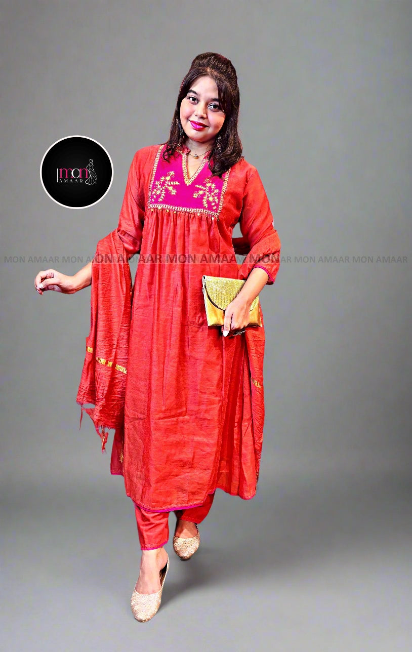 Party Ready-Cotton Kurti Set