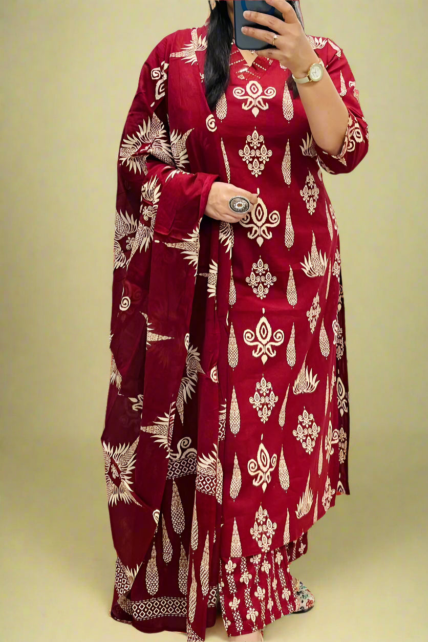 language Of Clouds Cotton Kurti Set