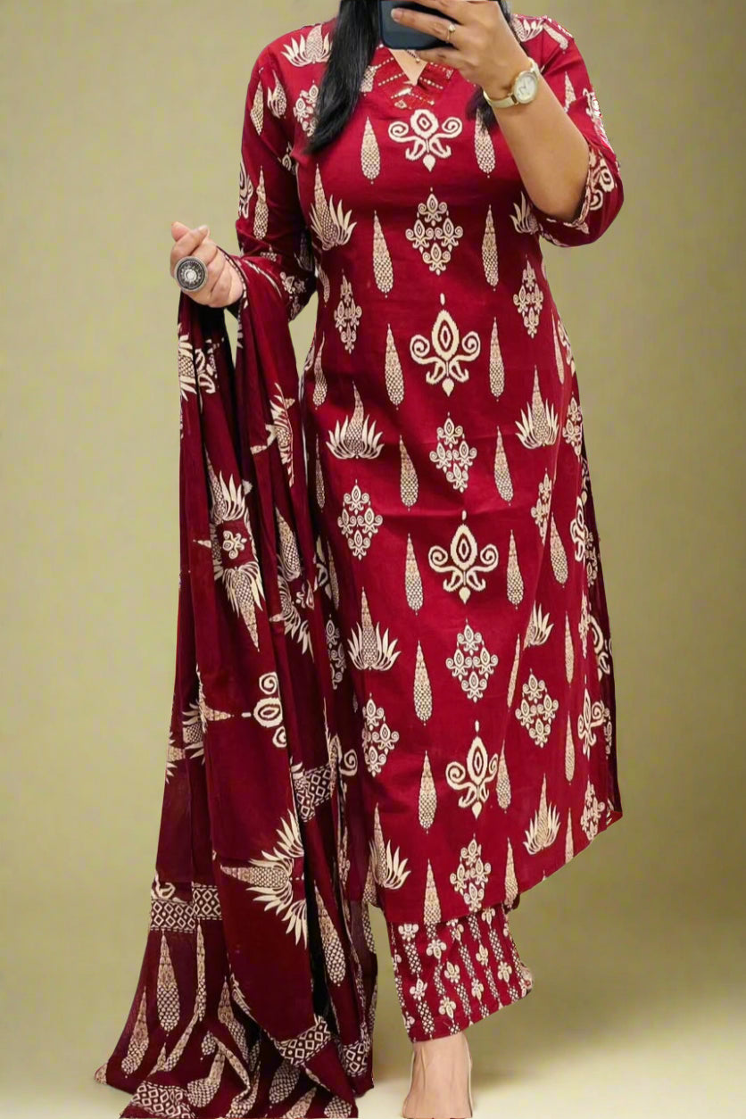 language Of Clouds Cotton Kurti Set