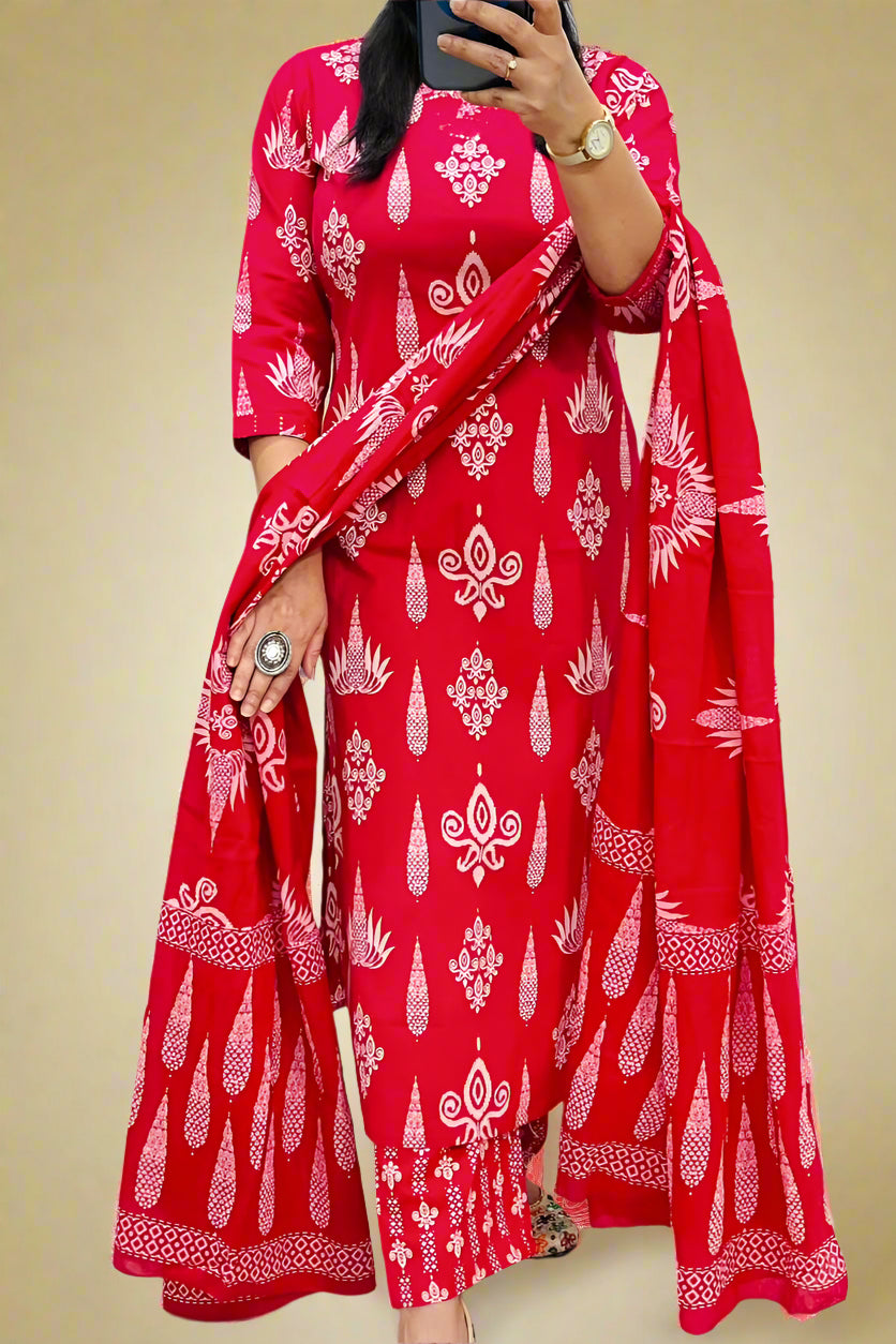 language Of Clouds Cotton Kurti Set