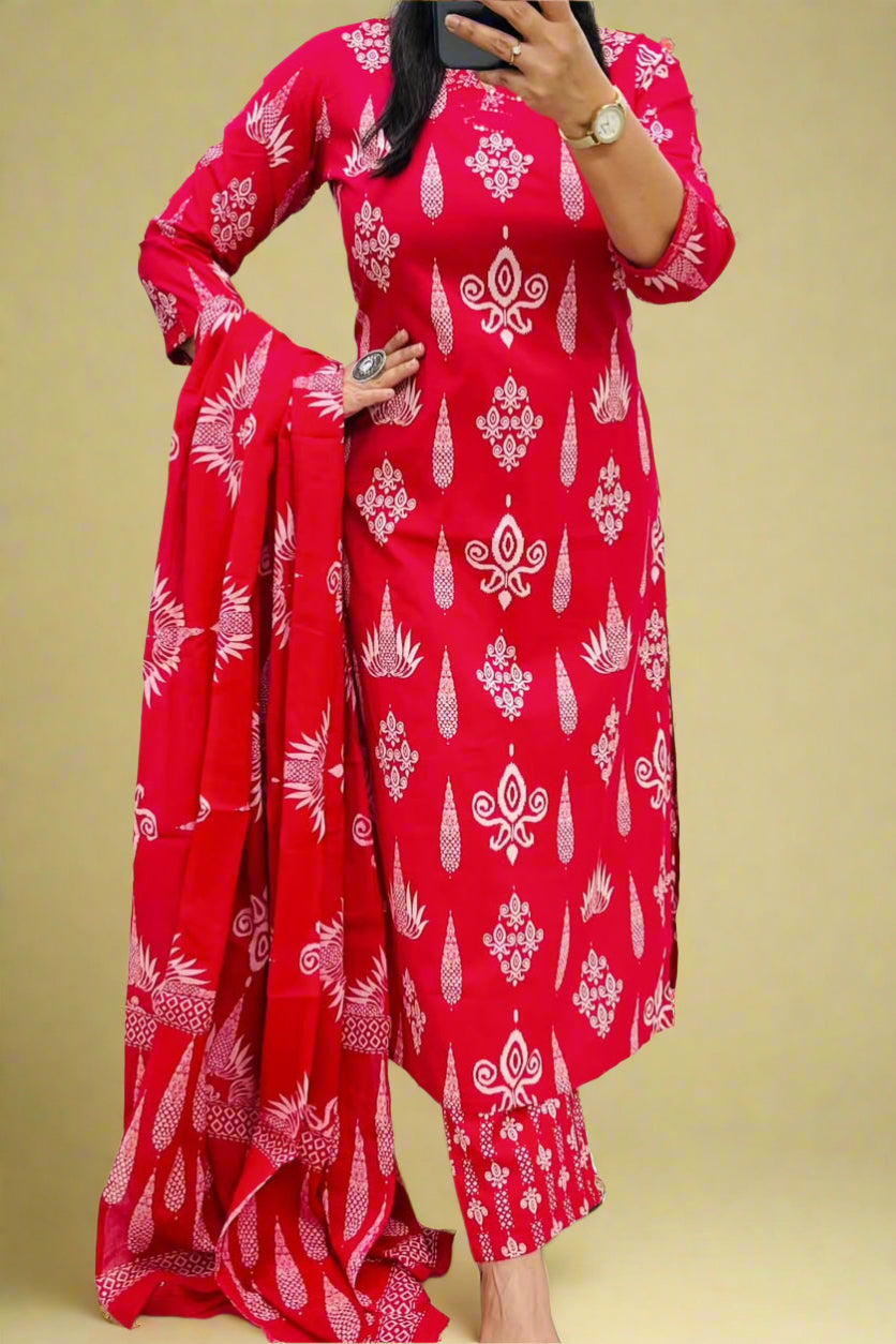 language Of Clouds Cotton Kurti Set