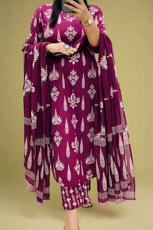 language Of Clouds Cotton Kurti Set