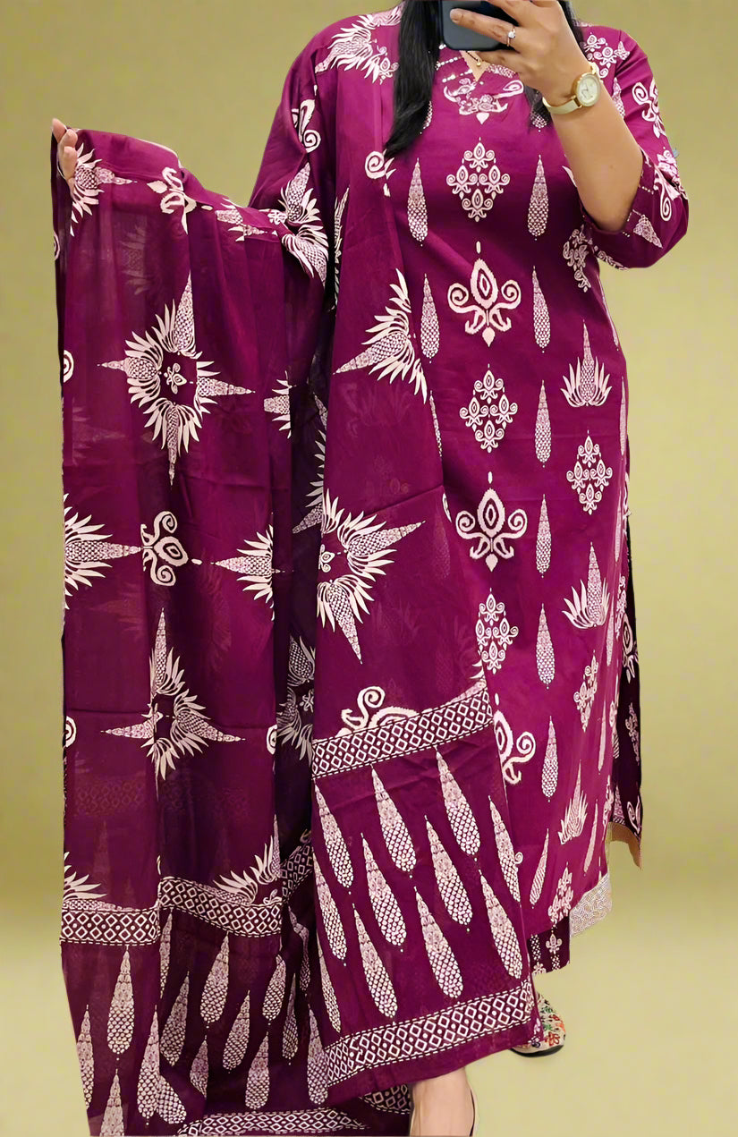 language Of Clouds Cotton Kurti Set