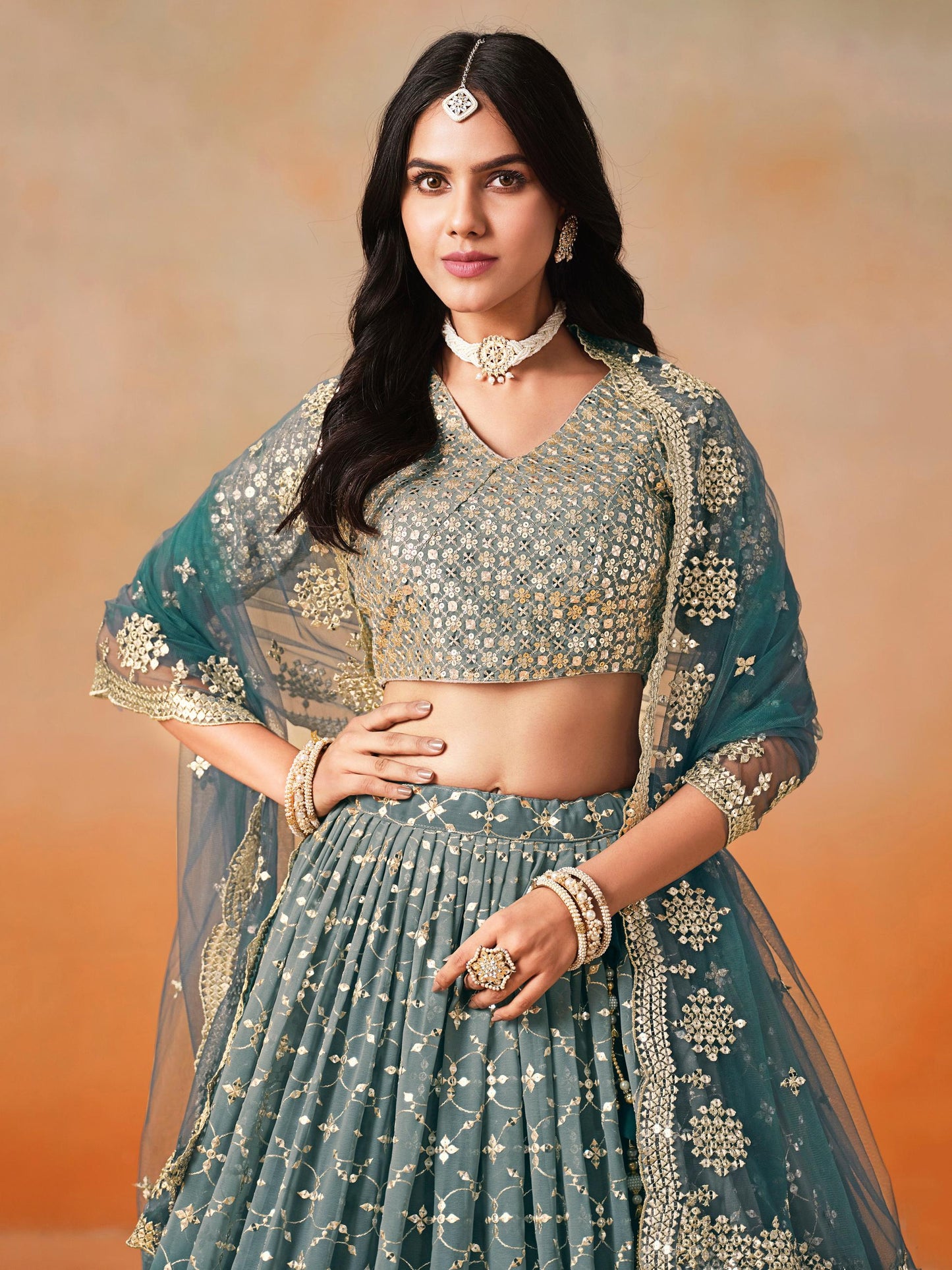 Meher Melody Georgette Lehenga