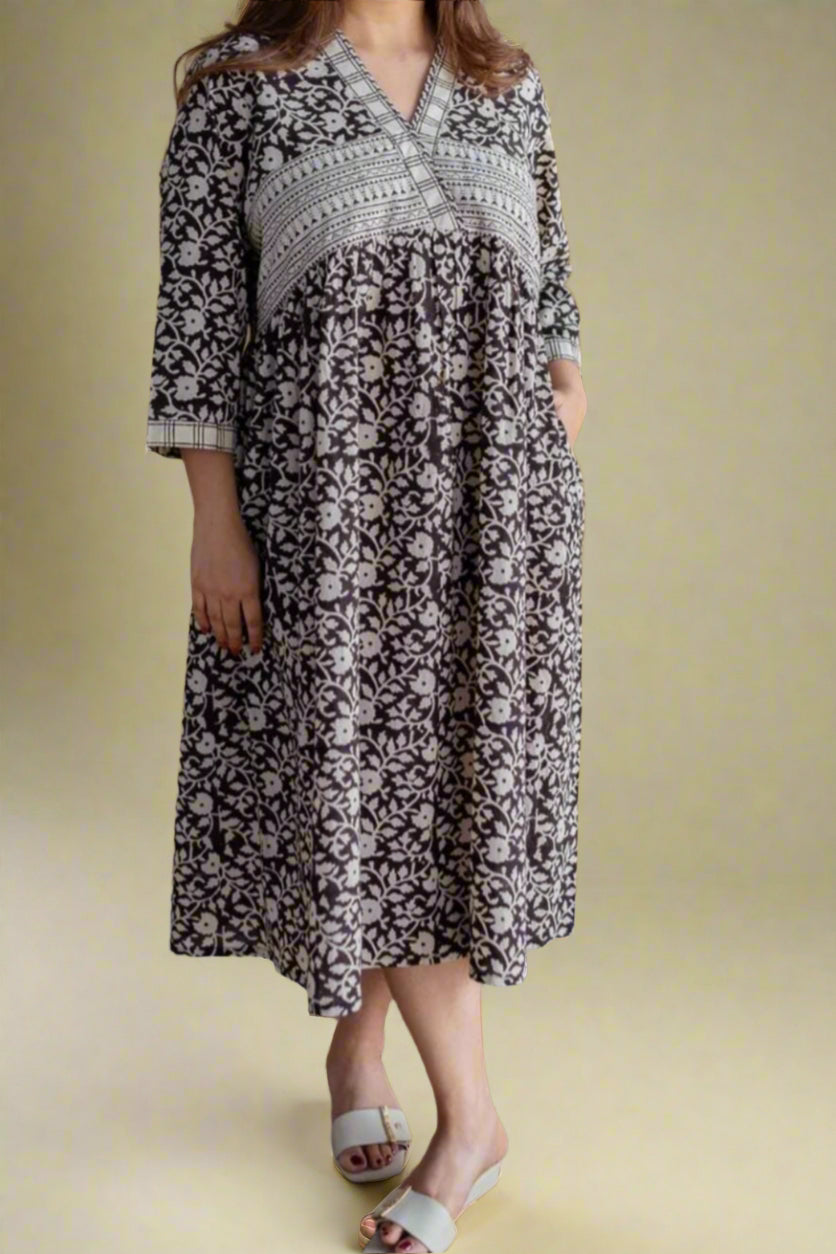 Twisted Print Cotton Dress