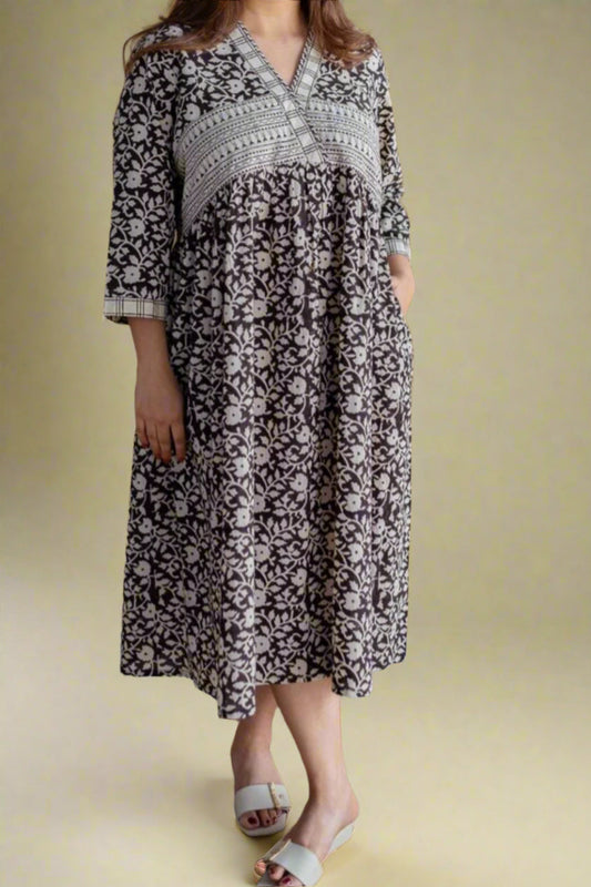 Twisted Print Cotton Dress