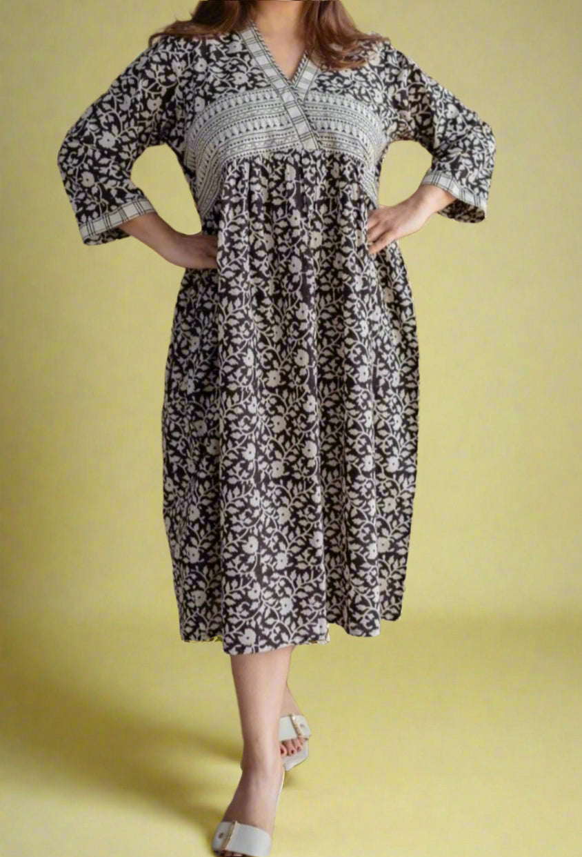 Twisted Print Cotton Dress