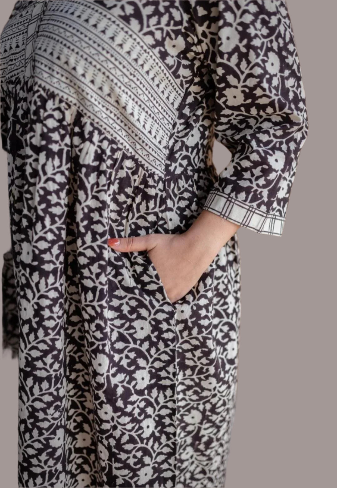 Twisted Print Cotton Dress