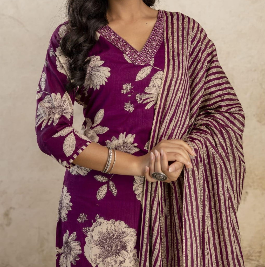 Neeli Baadal Cotton Kurti Set