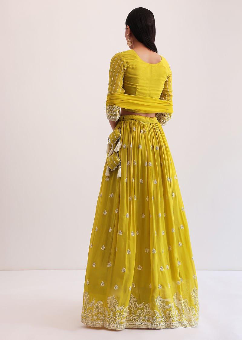 Saanjh Soul Yellow Georgette Lehenga