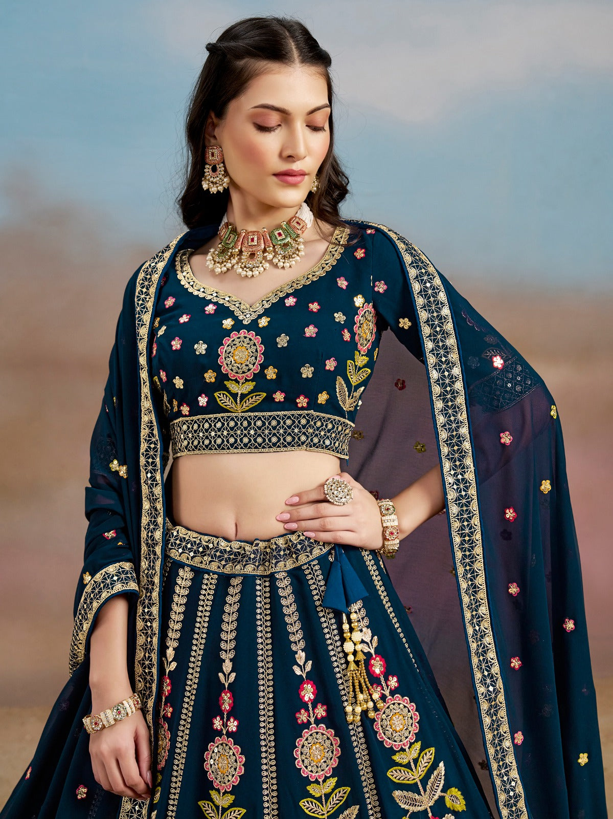 Devasena- The Ultimate Grace Of Georgette Lehenga