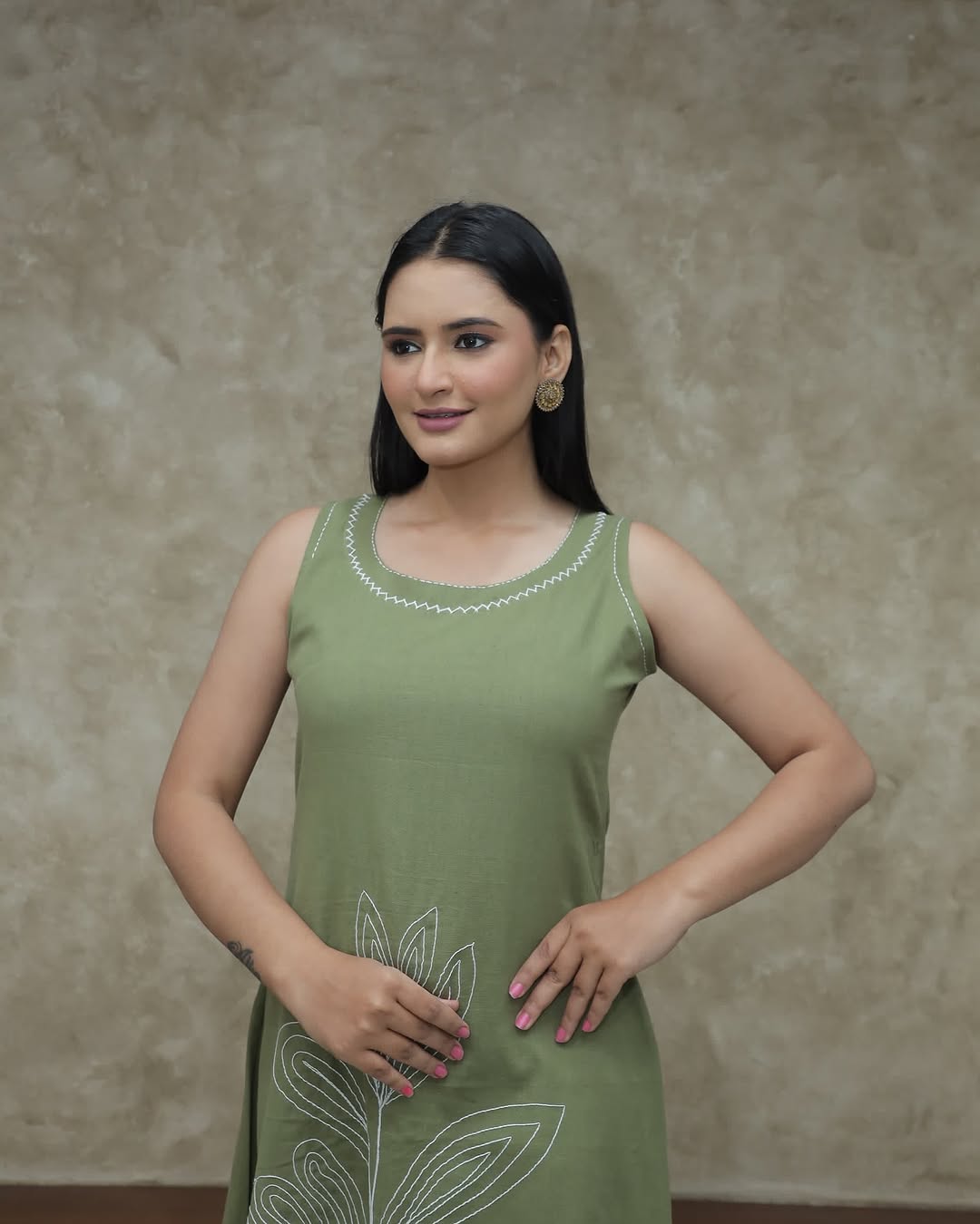 Sweet Flower Cotton Kurti Set