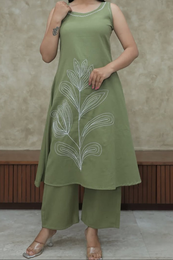 Sweet Flower Cotton Kurti Set