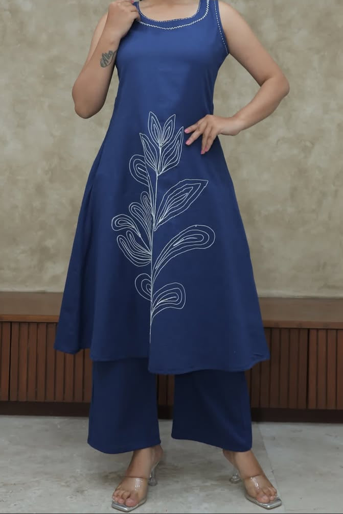 Sweet Flower Cotton Kurti Set