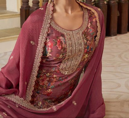 Retro Vibe Chinnon Silk Kurti Set