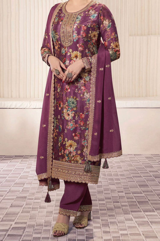 Retro Vibe Chinnon Silk Kurti Set