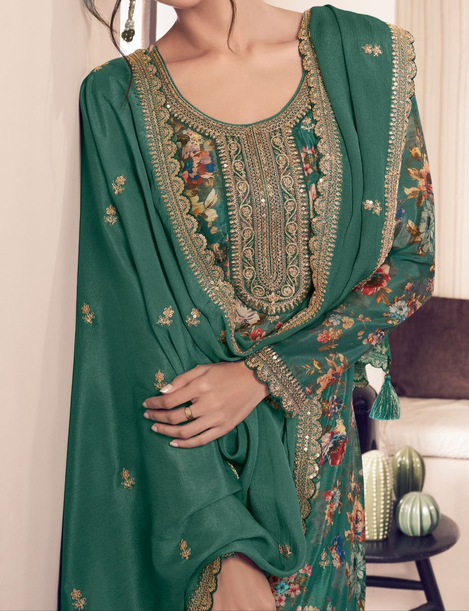 Retro Vibe Chinnon Silk Kurti Set