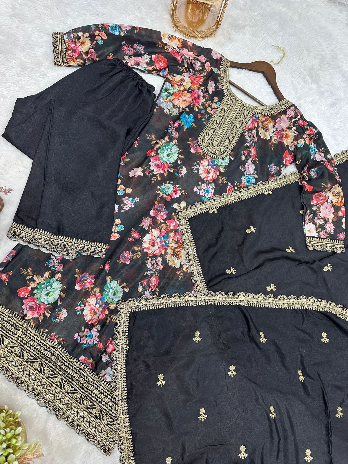 Retro Vibe Chinnon Silk Kurti Set