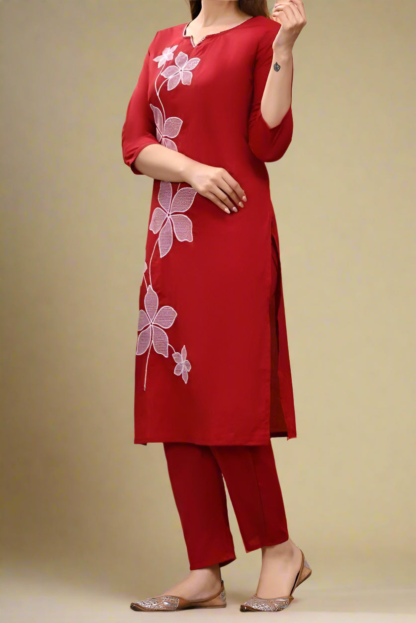 Crimson Charm Cotton Coord Set