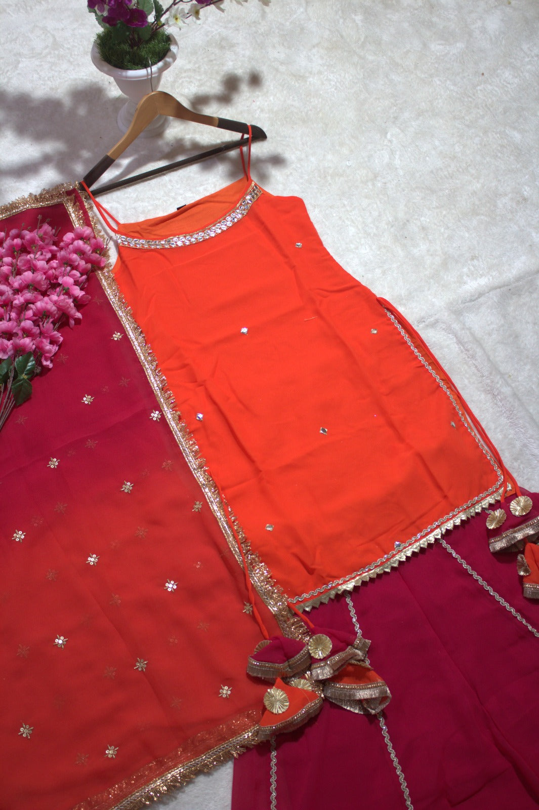 Melody of Flames Georgette Lehenga