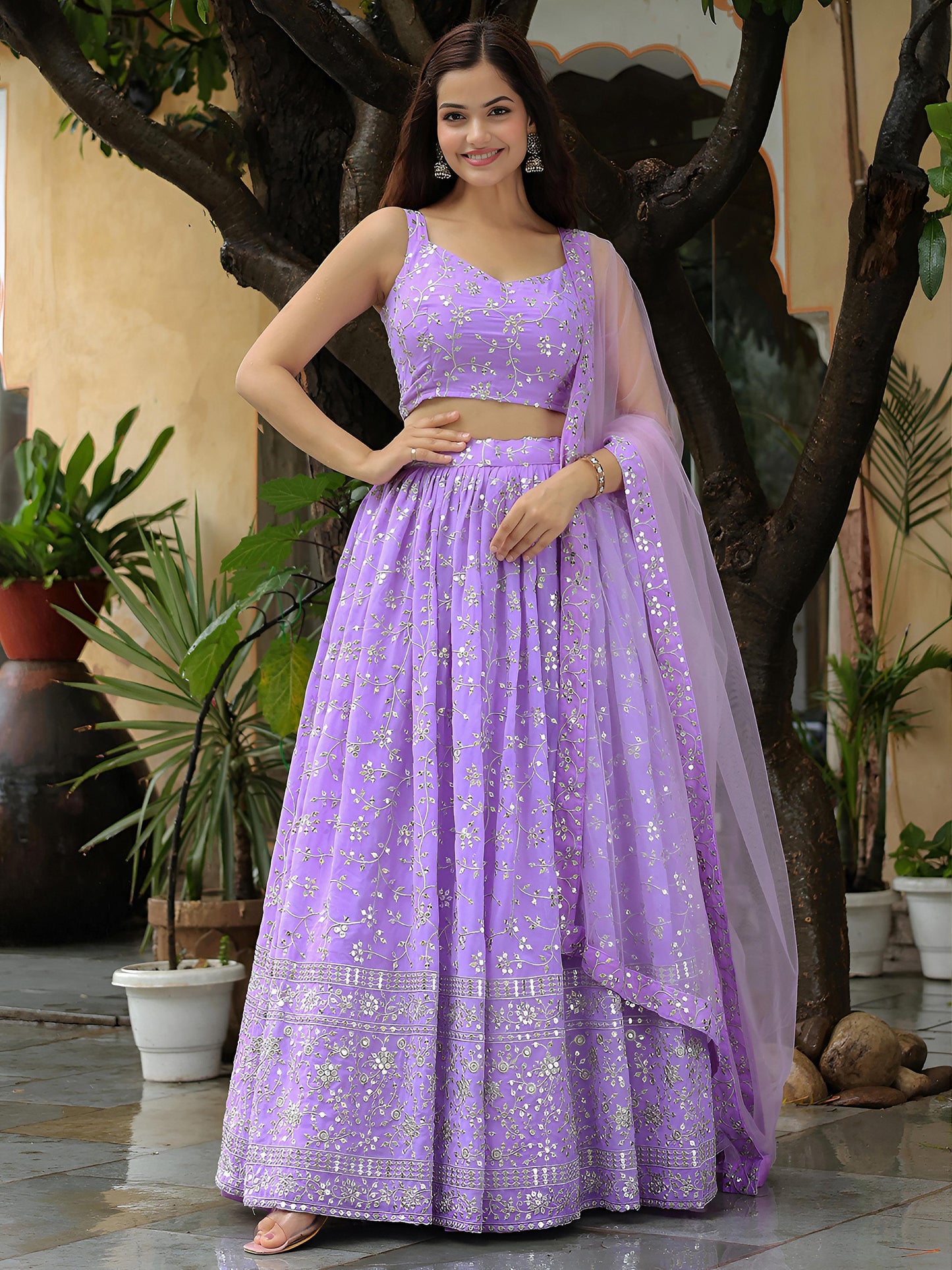 Sunehri Kiran Georgette Lehenga