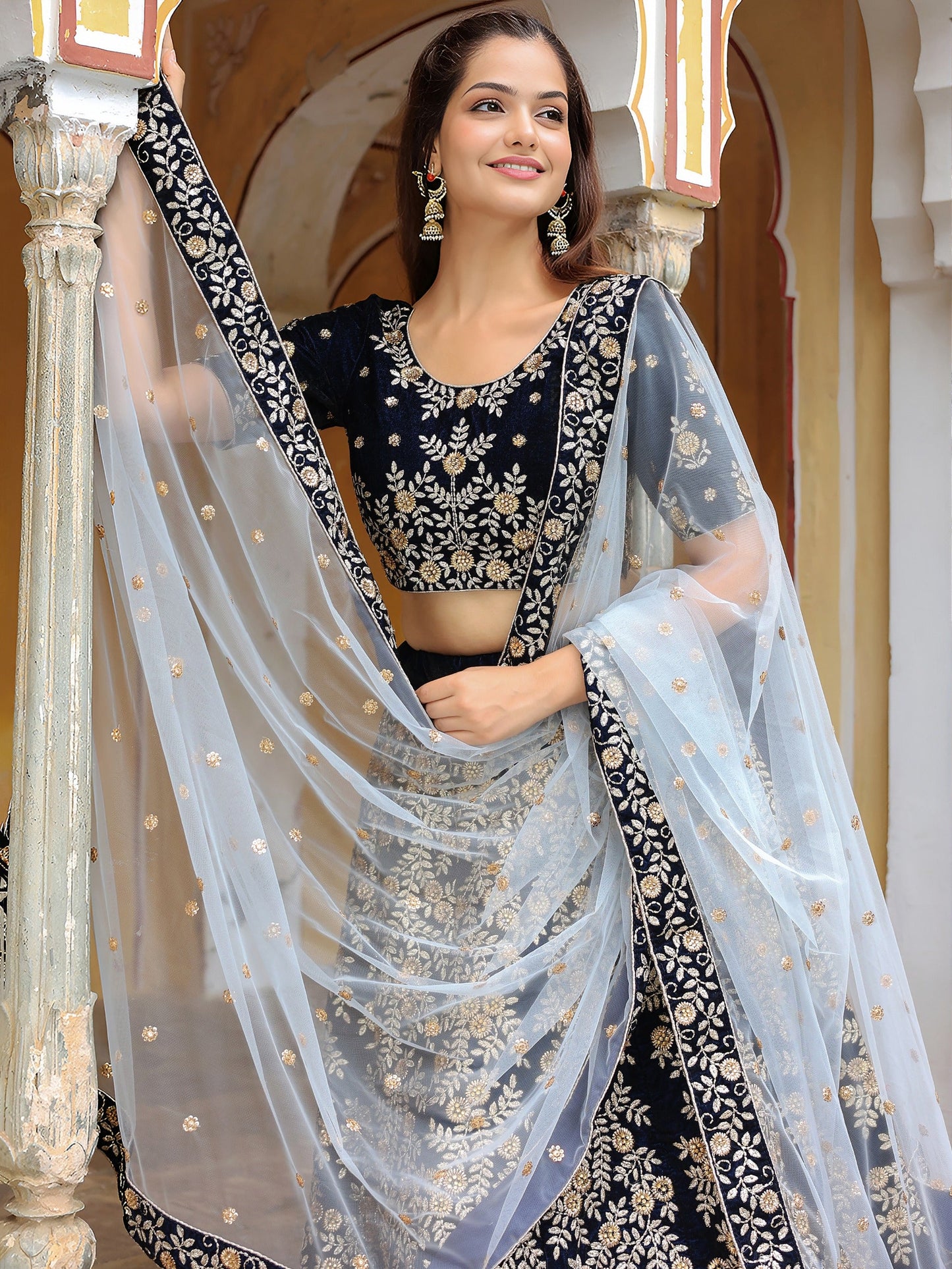Rang-e-Savera Velvet Lehenga
