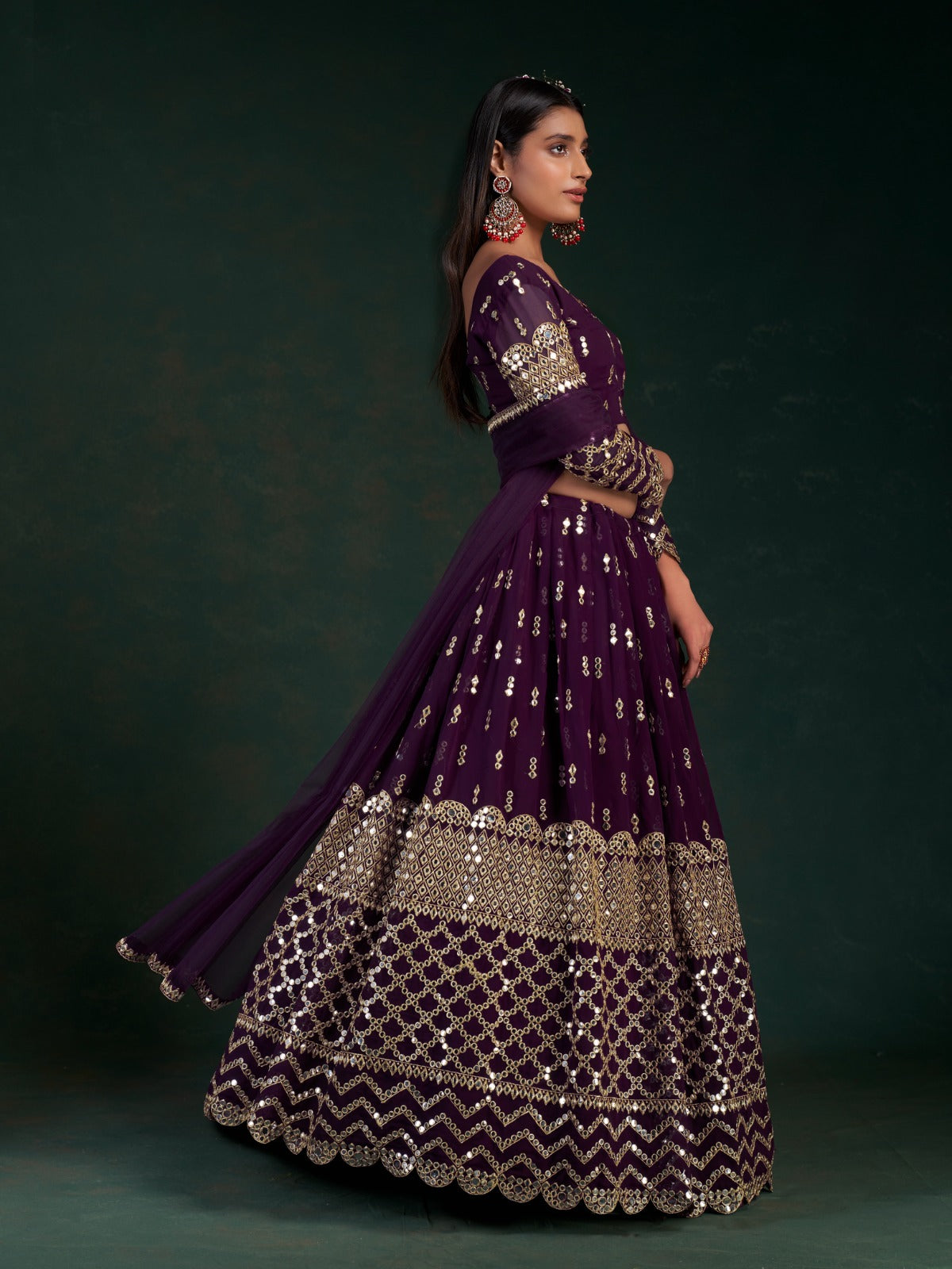 Midnight Mayur Georgette Lehenga