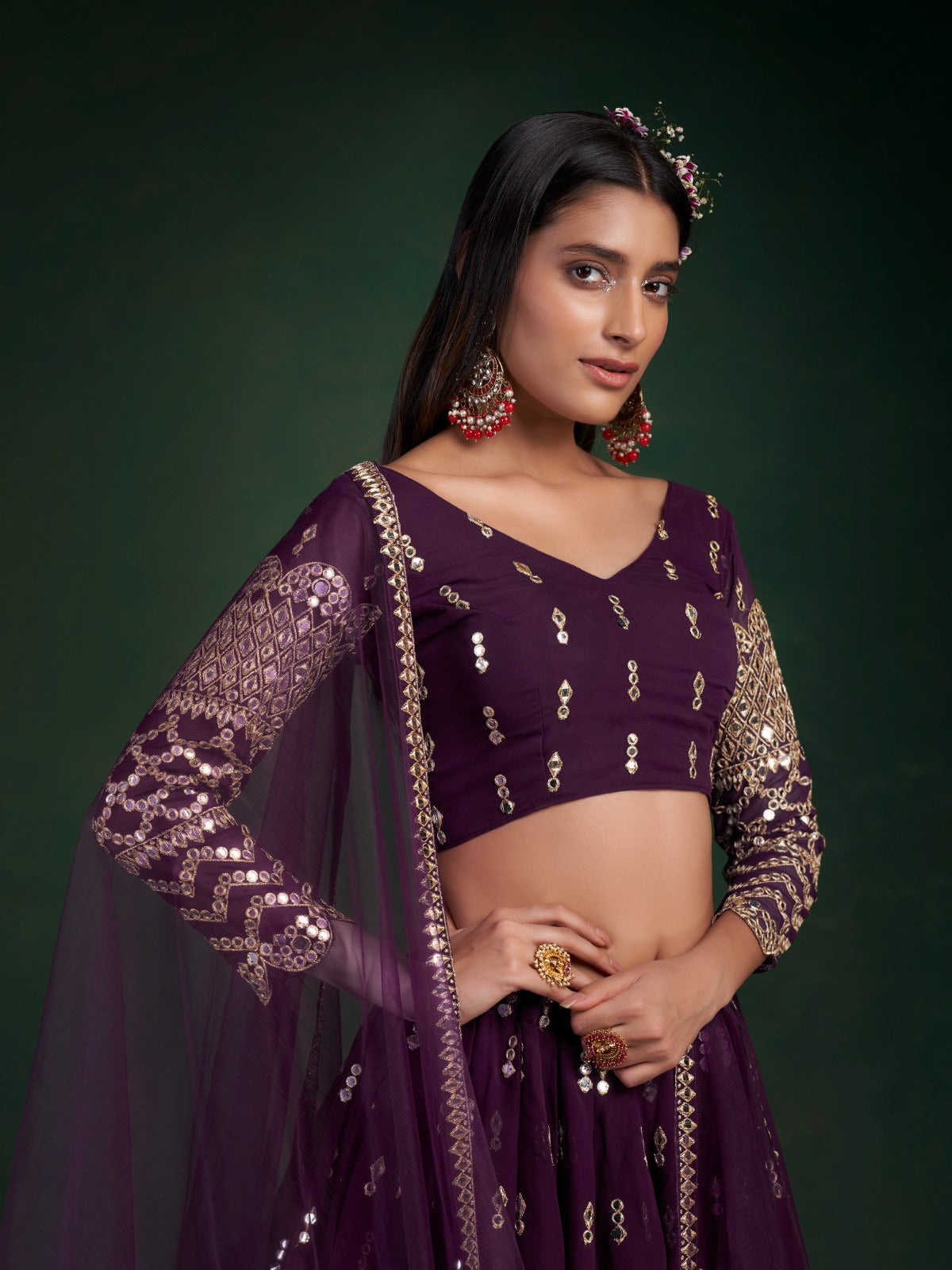 Midnight Mayur Georgette Lehenga