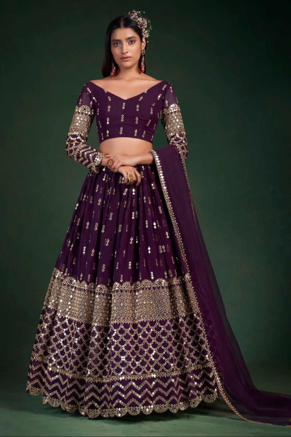 Midnight Mayur Georgette Lehenga