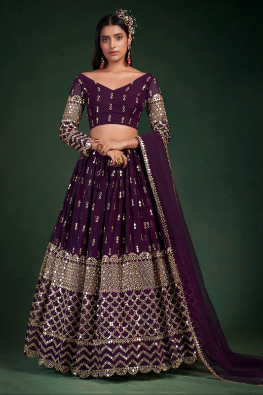 Midnight Mayur Georgette Lehenga