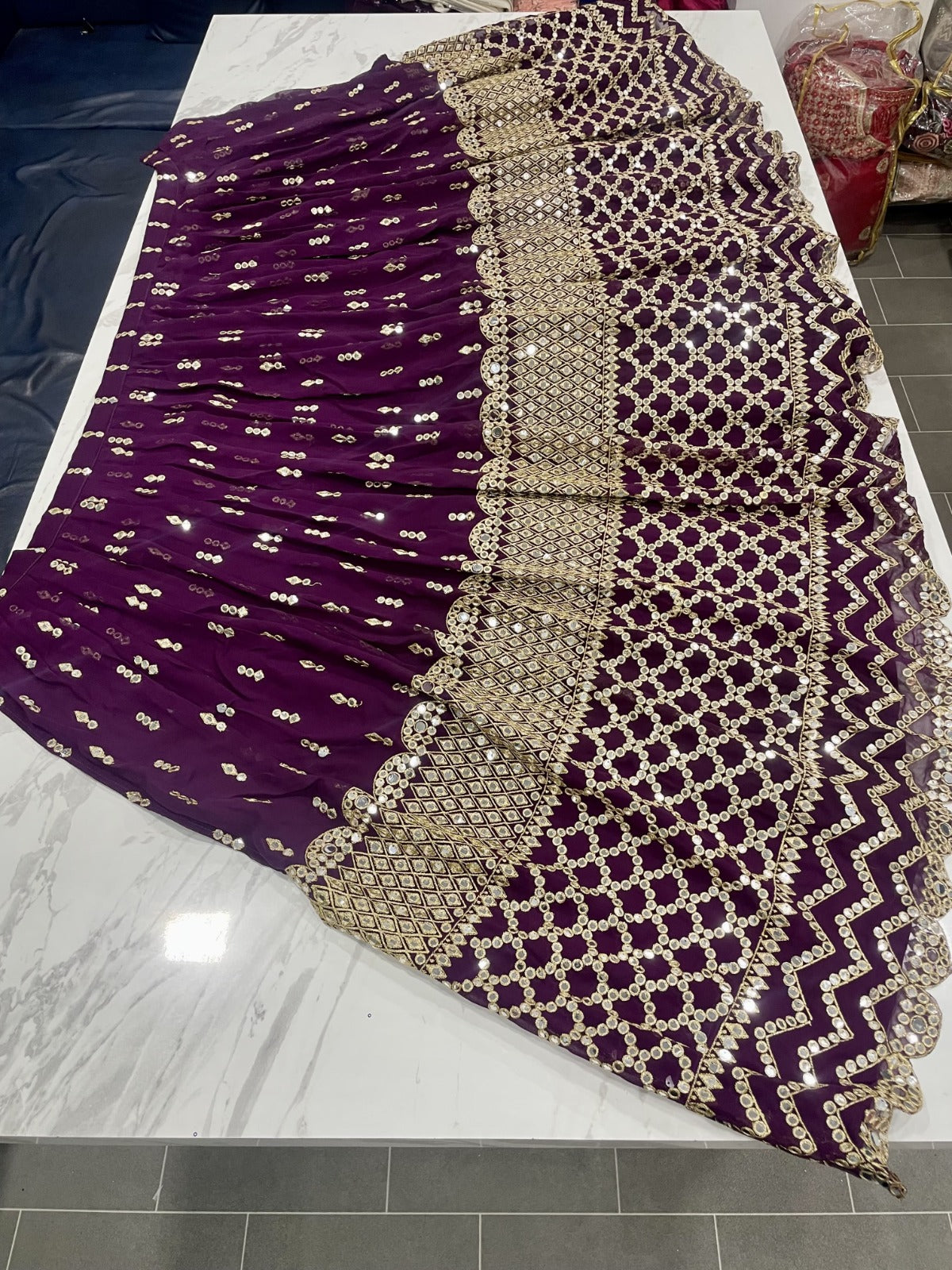 Midnight Mayur Georgette Lehenga