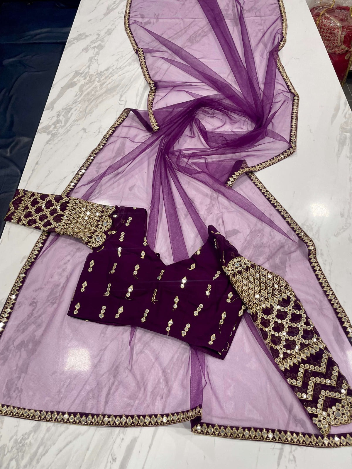 Midnight Mayur Georgette Lehenga