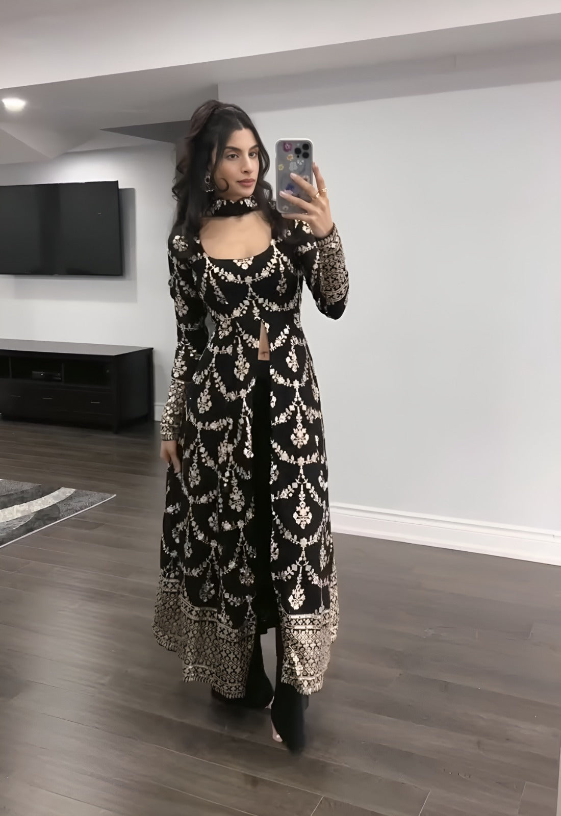 Shyahi Rang Georgette Kurti