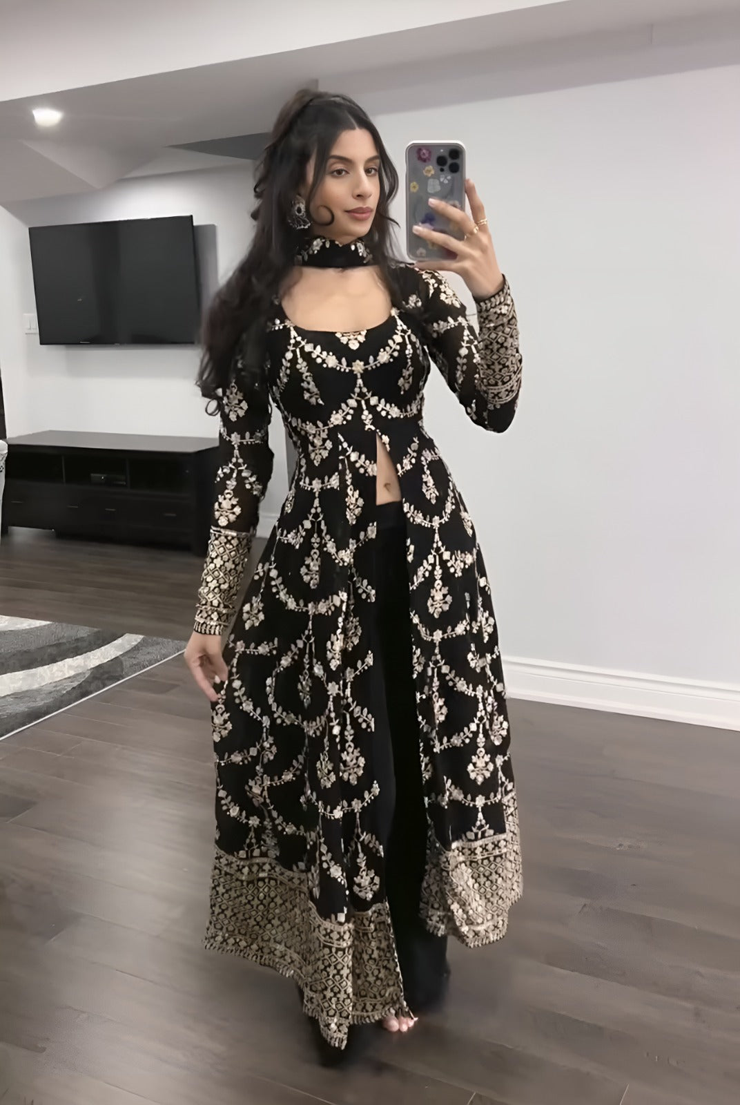 Shyahi Rang Georgette Kurti