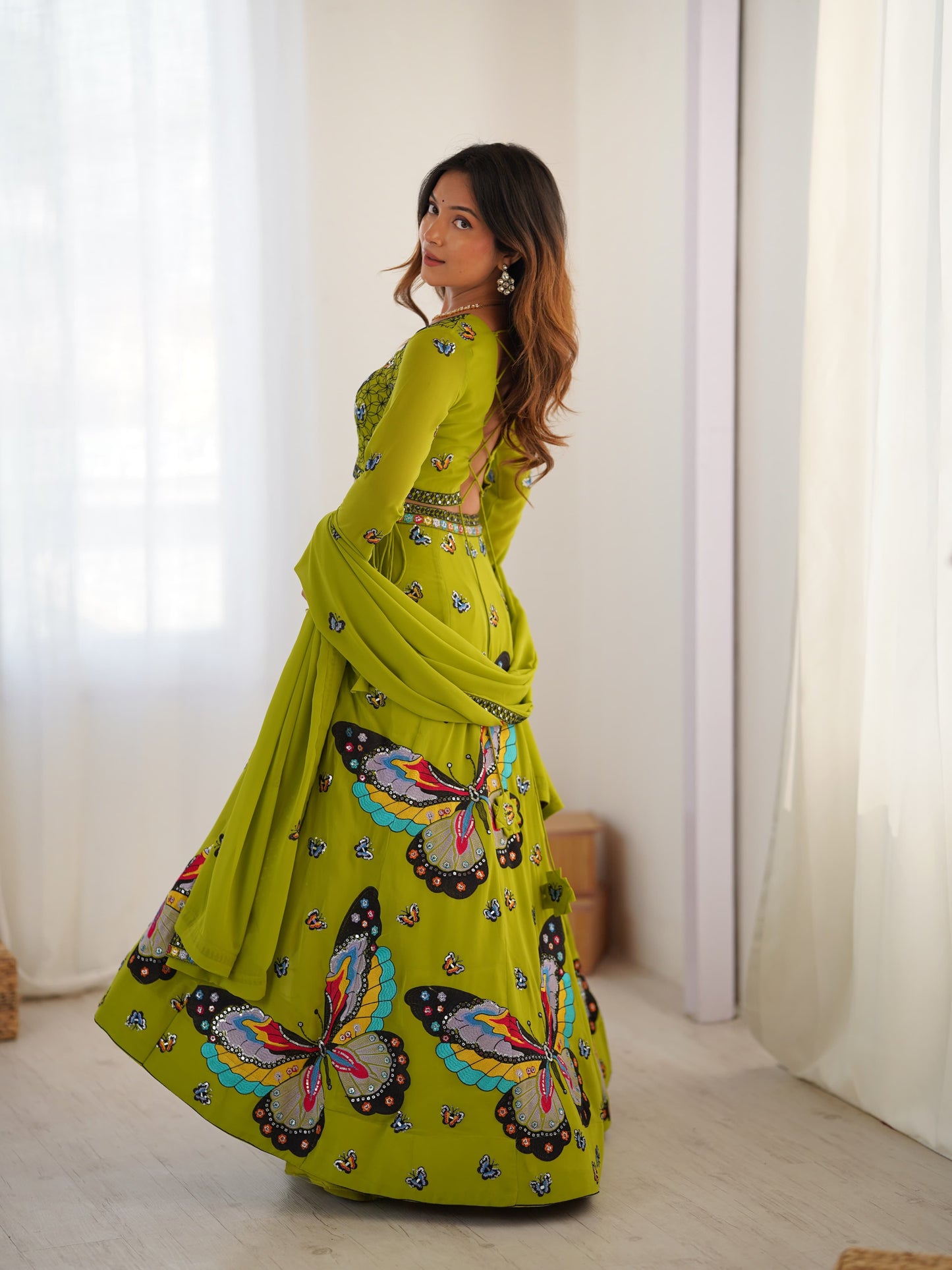 Satrangi Pankh Georgette Lehenga