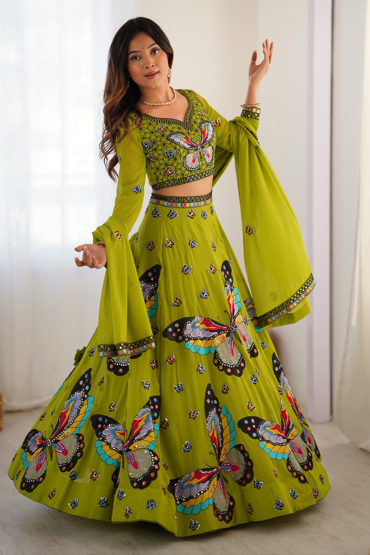 Satrangi Pankh Georgette Lehenga