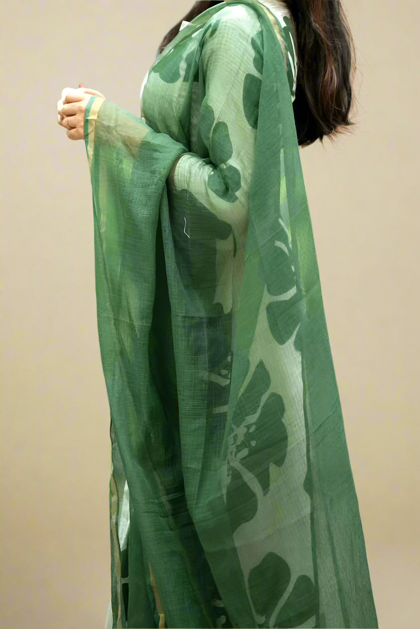 Leaf Flower Cotton Kurti Set