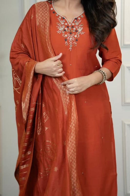 Lotus Echo Silk Kurti Set