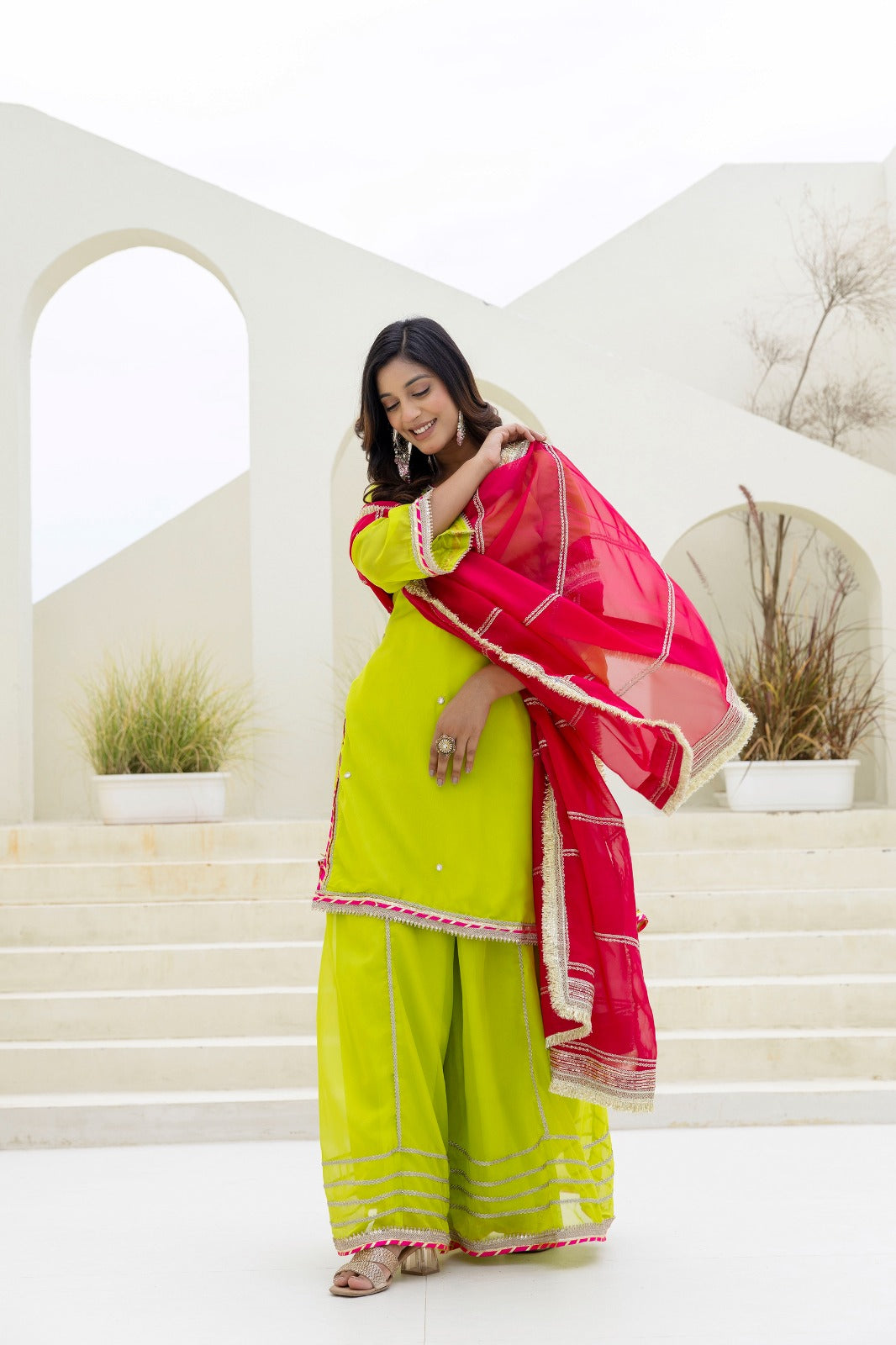 Leaflight Organza Kurti Set