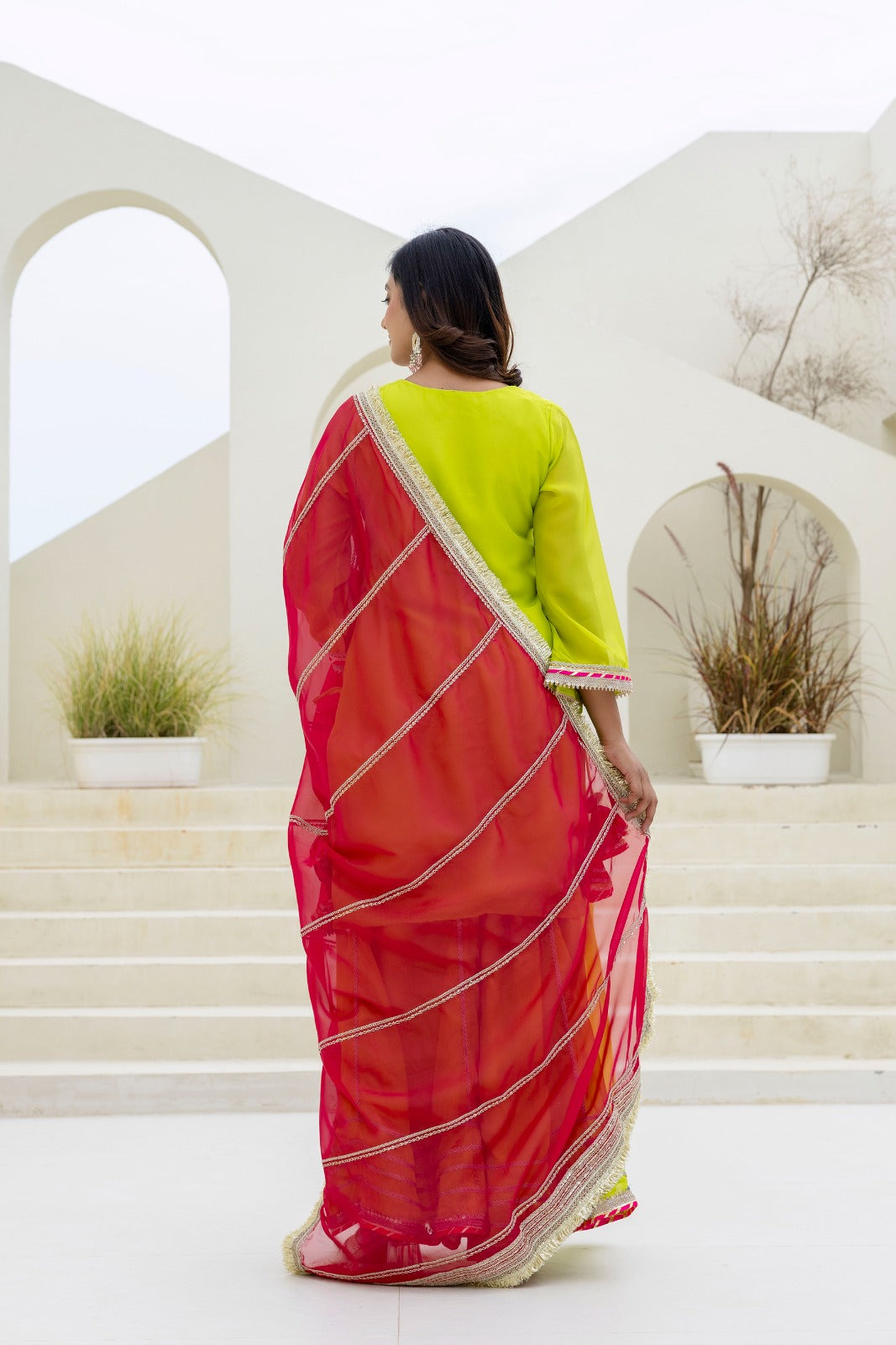 Leaflight Organza Kurti Set