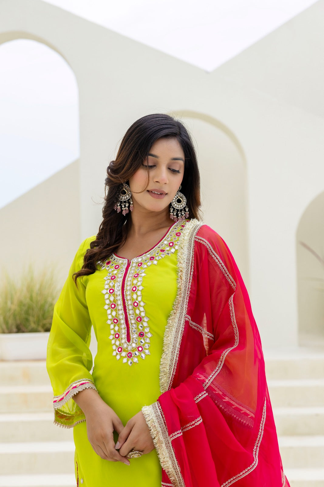 Leaflight Organza Kurti Set